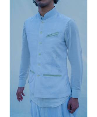 Raw Silk Off White Waist Coat 3