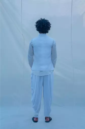 Raw Silk Off White Waist Coat