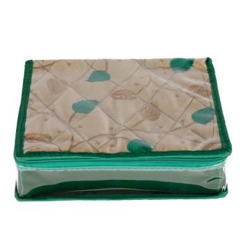 Shree Shyam Products Silk Embroidered Jewellery Kit Cum Pouch - Green | Jewellery Cosmetic Organizer Traveling Kit 1