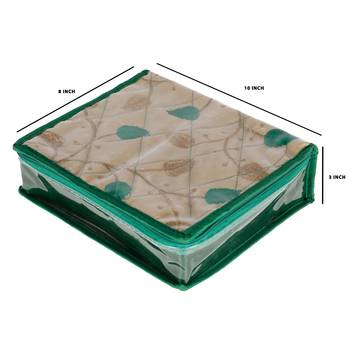 Shree Shyam Products Silk Embroidered Jewellery Kit Cum Pouch - Green | Jewellery Cosmetic Organizer Traveling Kit 4