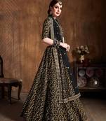 Black embroidered silk semi stitched lehenga