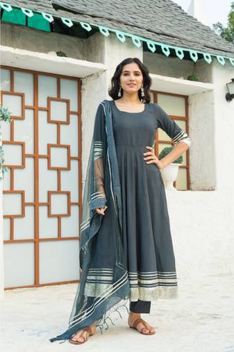 Monochrome Grey Kurta Dupatta Set