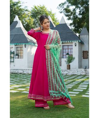 Pink Kurta with Lime Green Dupatta Set 3