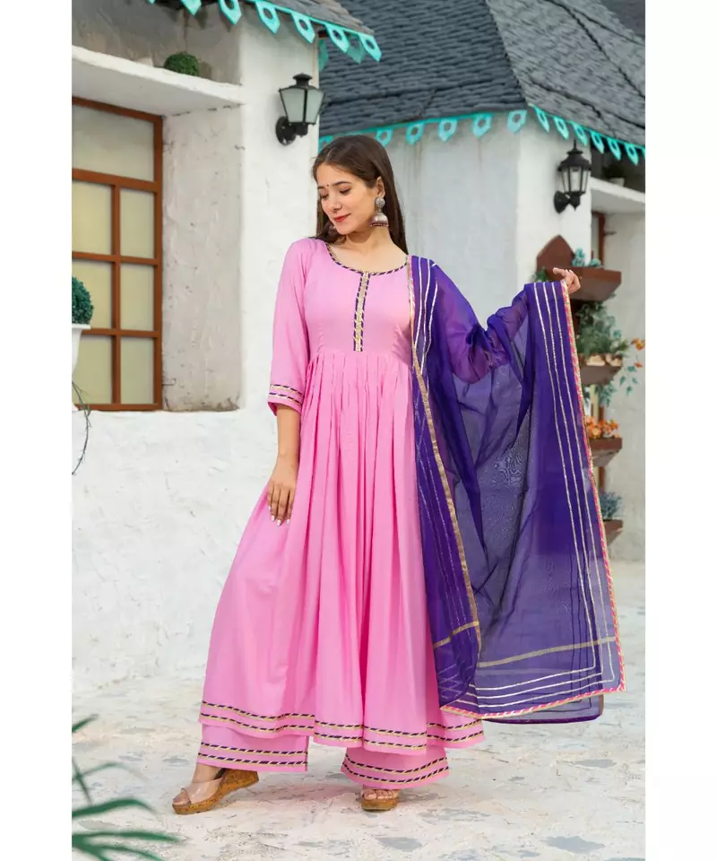 Pastel Pink Gota Suit kurta Set