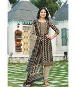 Golden Black Bagru Block Print Chanderi Kurta Dupatta Set