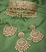 Incredible Pearl Gold Plated Kundan Choker Necklace Set for Women