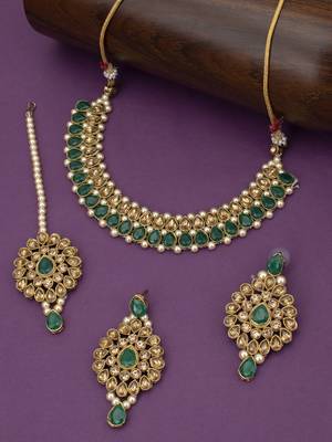 Lovely LCT Gold Plated Pearl Choker Necklace Set for Women 1