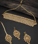Delightful LCT Gold Plated Pearl Choker Necklace Set for Women