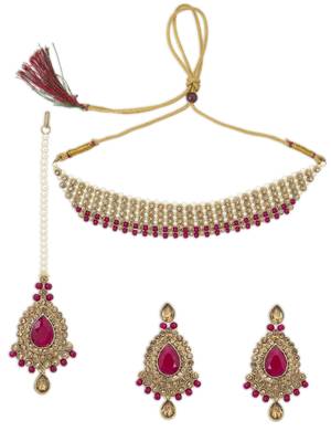 Classic LCT Gold Plated Pearl Choker Necklace Set for Women 2