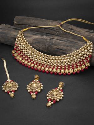 Glimmery LCT Gold Plated Choker Necklace Set for Women 1