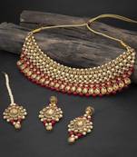 Glimmery LCT Gold Plated Choker Necklace Set for Women