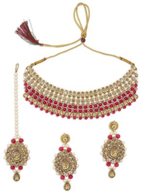 Glimmery LCT Gold Plated Choker Necklace Set for Women 2
