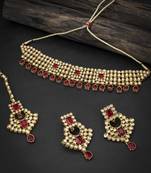 Fancy LCT Gold Plated Choker Necklace Set for Women