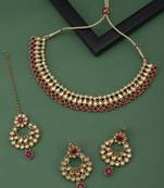Dazzling LCT Gold Plated Choker Necklace Set for Women