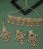 Splendid LCT Gold Plated Pearl Choker Necklace Set for Women