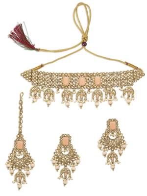 Splendid LCT Gold Plated Pearl Choker Necklace Set for Women 2