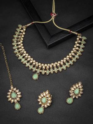 Classy LCT Gold Plated Pearl Choker Necklace Set for Women 1