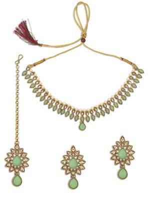Classy LCT Gold Plated Pearl Choker Necklace Set for Women 2