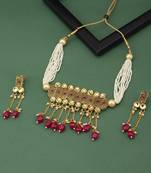 Brilliant Pearl Gold Plated Kundan Choker Necklace Set for Women