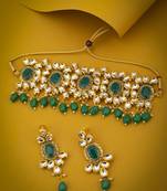 Fancy Gold Plated Kundan Choker Necklace Set for Women