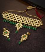 Marvelous Gold Plated Kundan Choker Necklace Set for Women