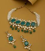 Elegant Gold Plated Kundan Choker Necklace Set for Women