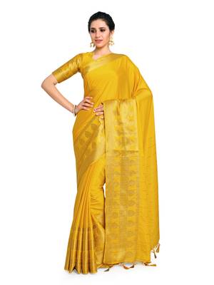 Women's Mysore silk Crepe Saree with Blouse Piece 1