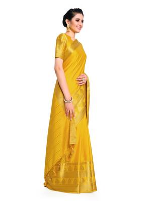 Women's Mysore silk Crepe Saree with Blouse Piece 2