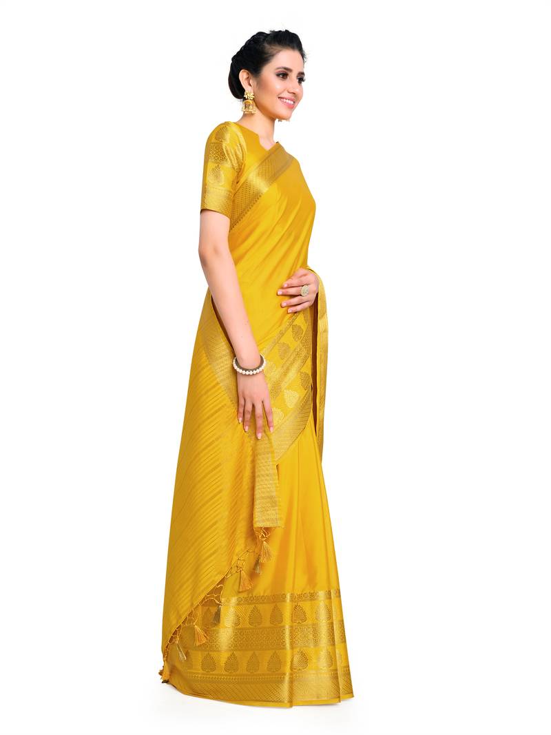 Women's Mysore silk Crepe Saree with Blouse Piece