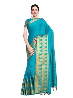 Women's Mysore silk Crepe Saree with Blouse Piece 1