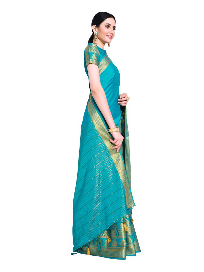 Women's Mysore silk Crepe Saree with Blouse Piece