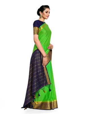 Women's Mysore silk Crepe Saree with Blouse Piece 2