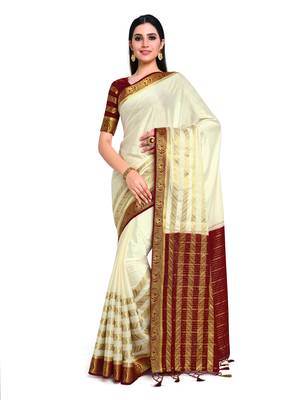 Women's Mysore silk Crepe Saree with Blouse Piece 1