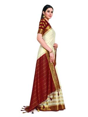 Women's Mysore silk Crepe Saree with Blouse Piece 2