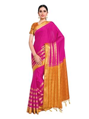 Women's Mysore silk Crepe Saree with Blouse Piece 1
