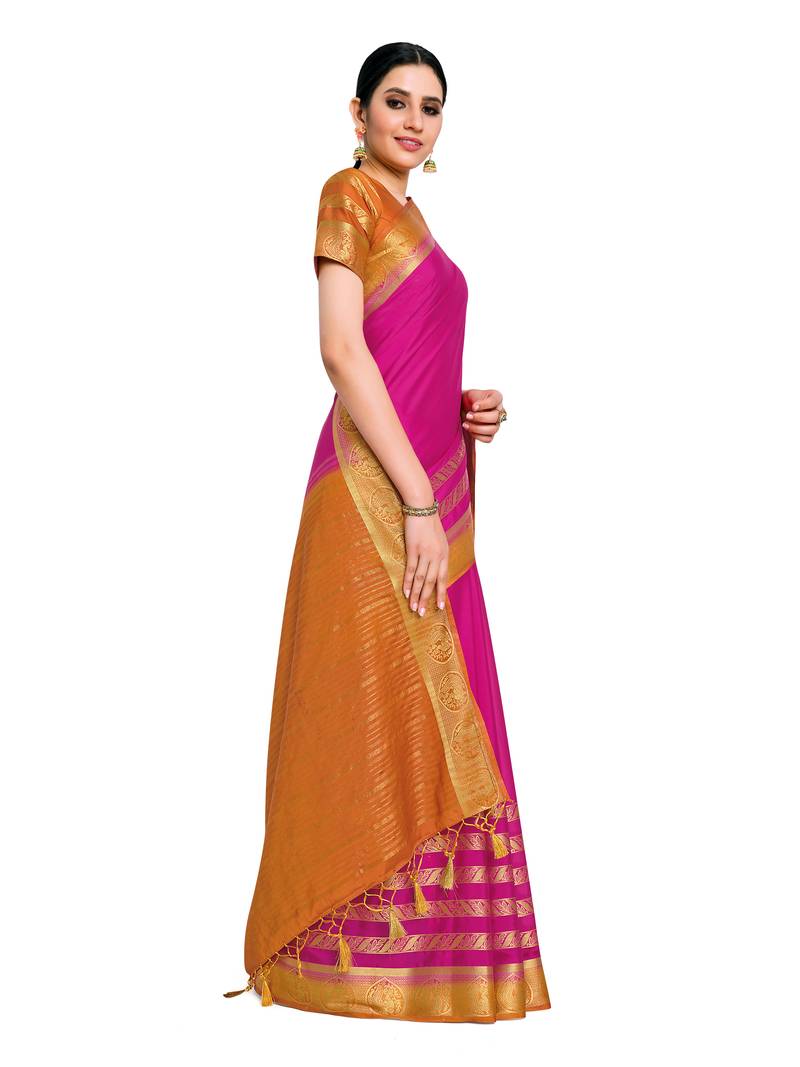 Women's Mysore silk Crepe Saree with Blouse Piece