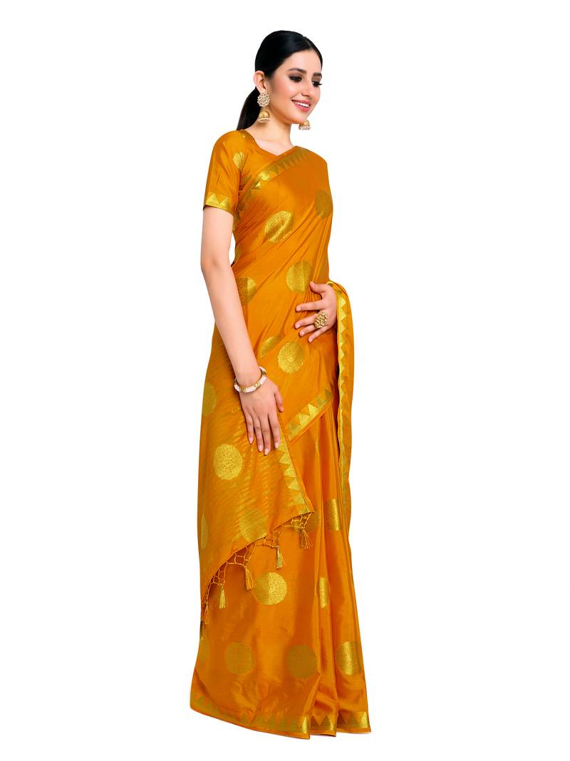 Women's Mysore Silk Crepe Saree with Blouse Piece