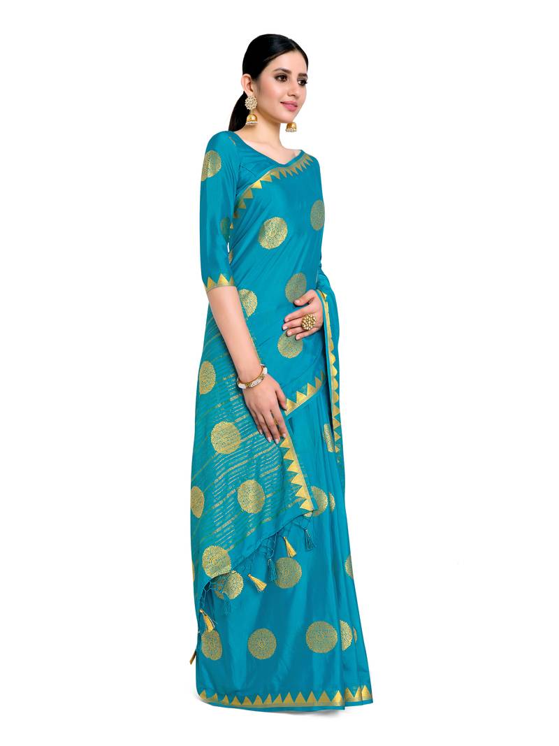 Women's Mysore Silk Crepe Saree with Blouse Piece