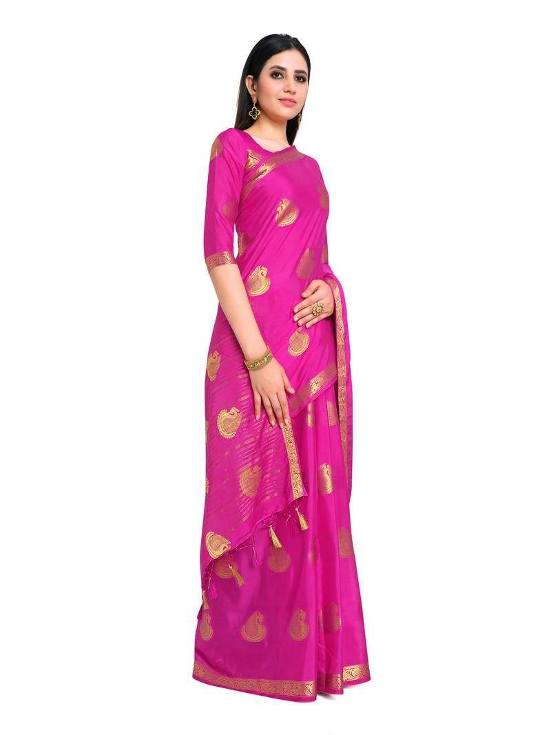 Women's Mysore Silk Crepe Saree with Blouse Piece