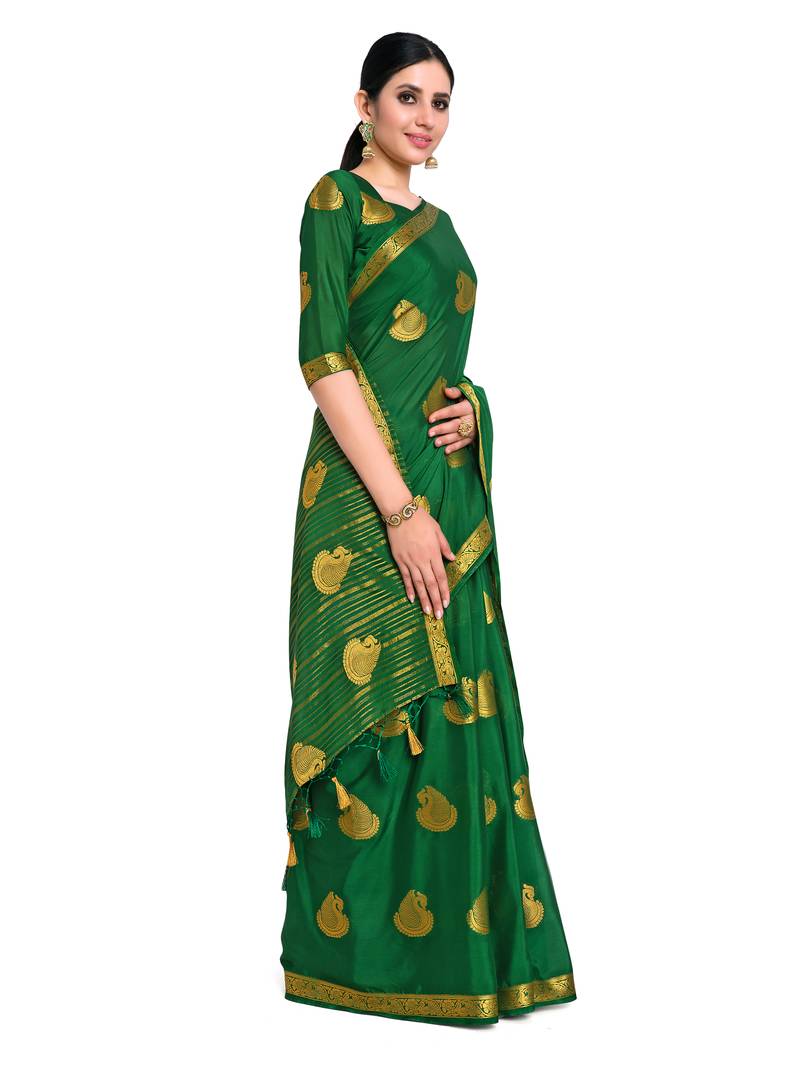 Women's Mysore Silk Crepe Saree with Blouse Piece
