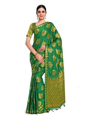 Women's Mysore Silk Crepe Saree with Blouse Piece 1