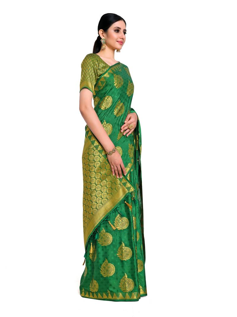 Women's Mysore Silk Crepe Saree with Blouse Piece