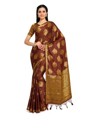 Women's Mysore Silk Crepe Saree with Blouse Piece 1