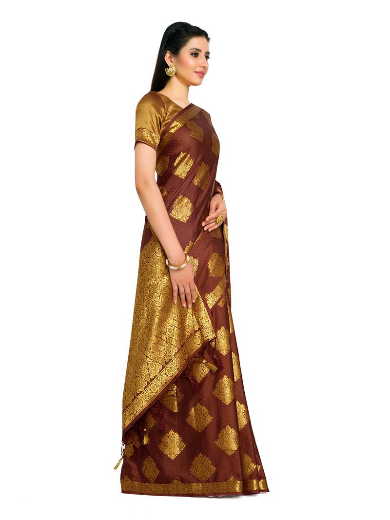 Women's Mysore Silk Crepe Saree with Blouse Piece