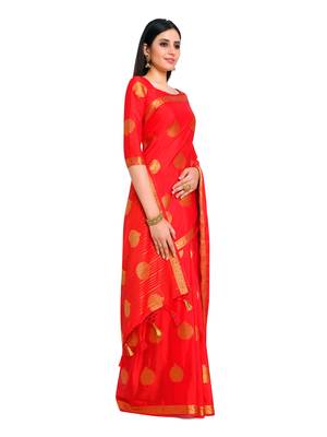 Women's Mysore Silk Crepe Saree with Blouse Piece 2