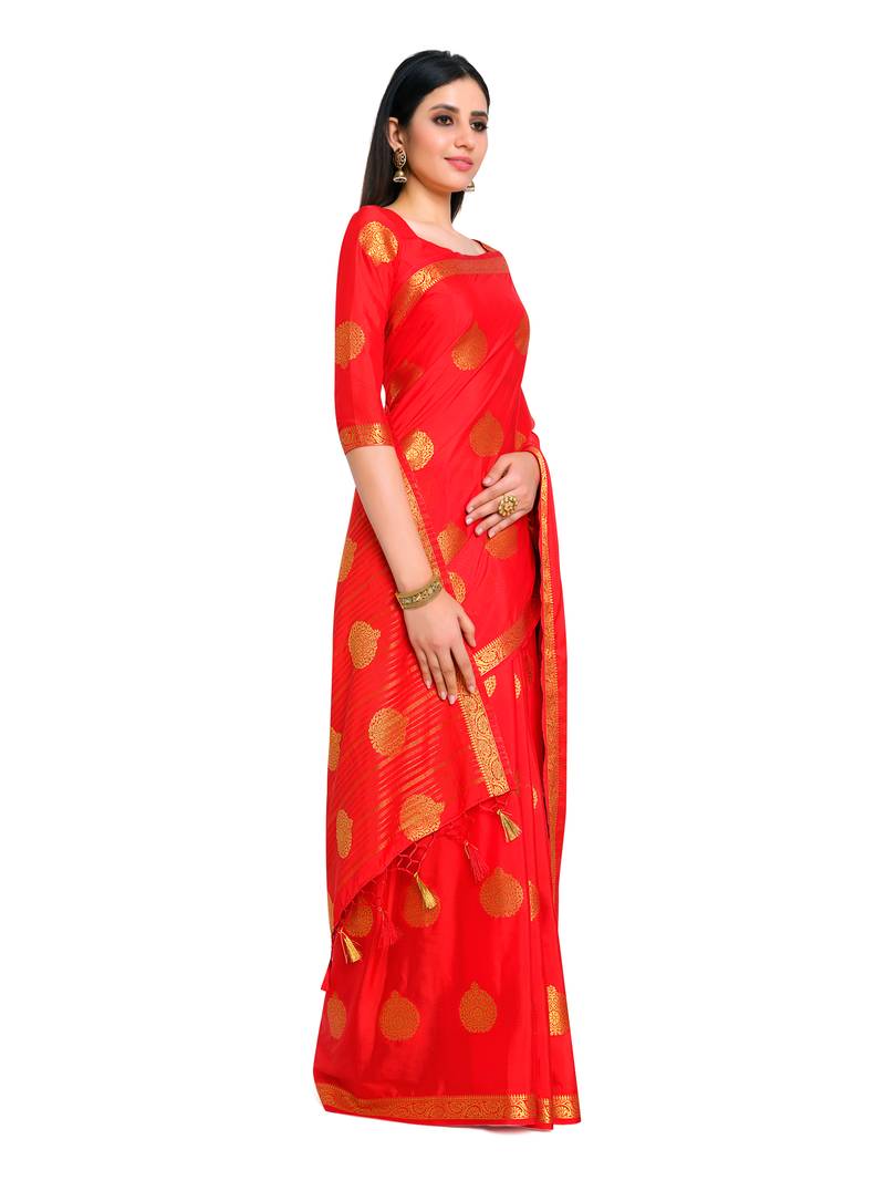 Women's Mysore Silk Crepe Saree with Blouse Piece