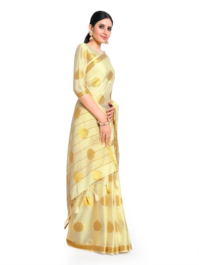 Women's Mysore Silk Crepe Saree with Blouse Piece