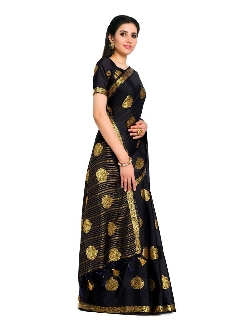 Women's Mysore Silk Crepe Saree with Blouse Piece