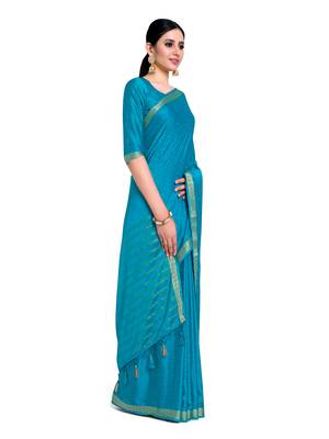 Women's Mysore Silk Crepe Saree with Blouse Piece 2