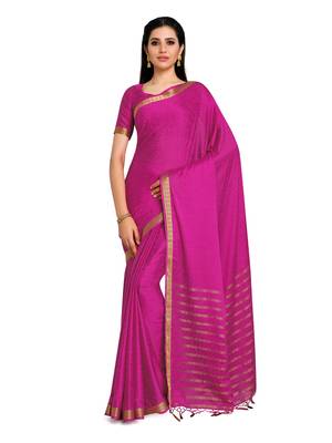 Women's Mysore Silk Crepe Saree with Blouse Piece 1